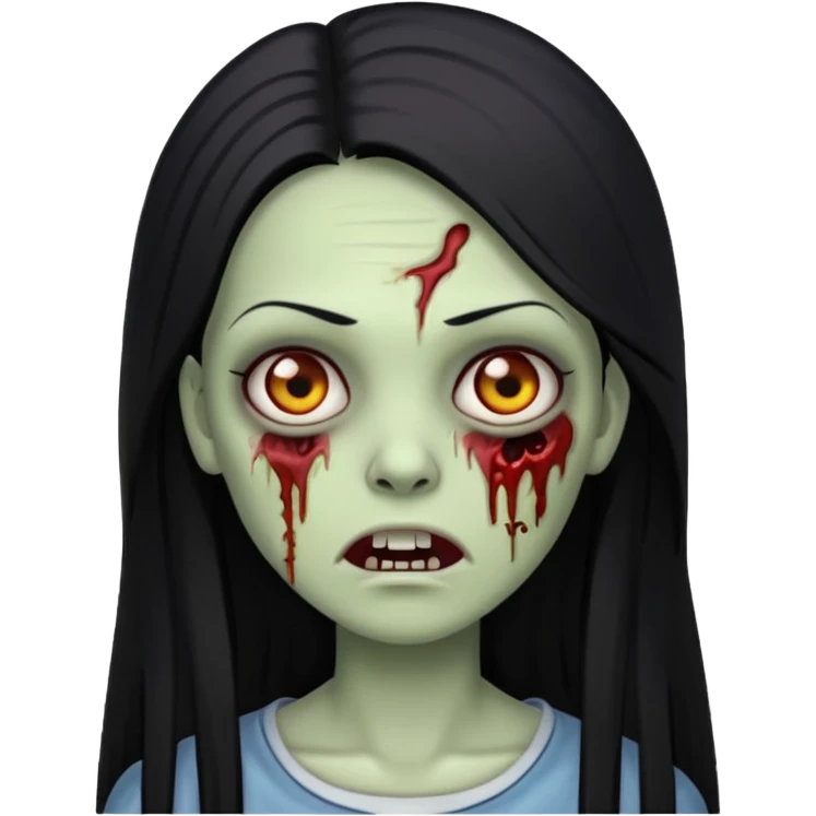 hazme una mujer zombie con pelo lacio y negro muy largo  emoji