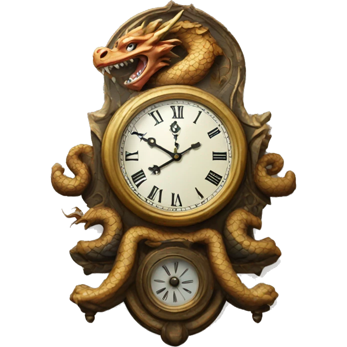 Antique clock with dragon on edge emoji
