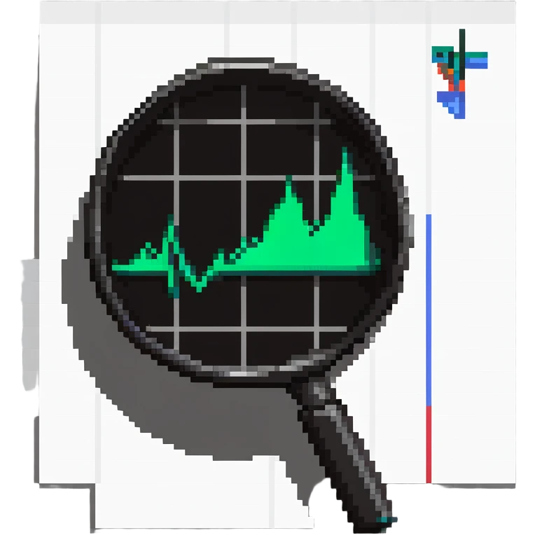 magnifying glass and graph emoji