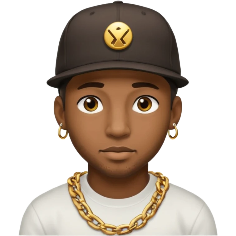 black guy with golden chains flesh tunnels and a snapback cap emoji