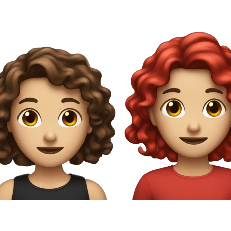 two best friends, obe with black and red-is hhair long and the other with brown wavy hair emoji
