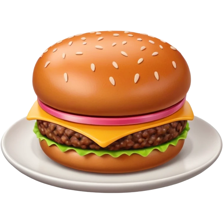A 3D cartoon portion of minced meat shaped like a burger patty on a plate, soft lighting, Memoji-style. emoji