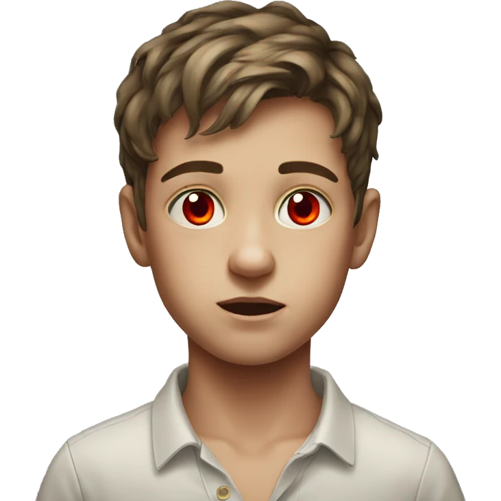 realistic portrait of a boy red eyes emoji