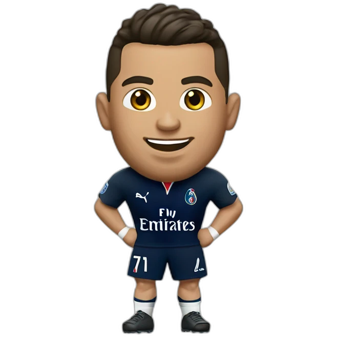 Ronaldo avec le maillot de Paris et fait sa célébration emoji