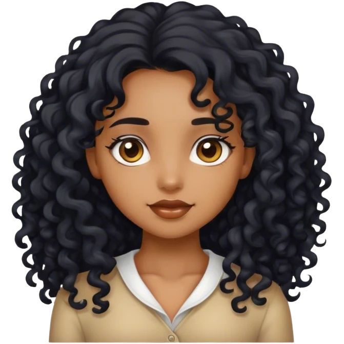 Light brown with a curly black long hair girl emoji