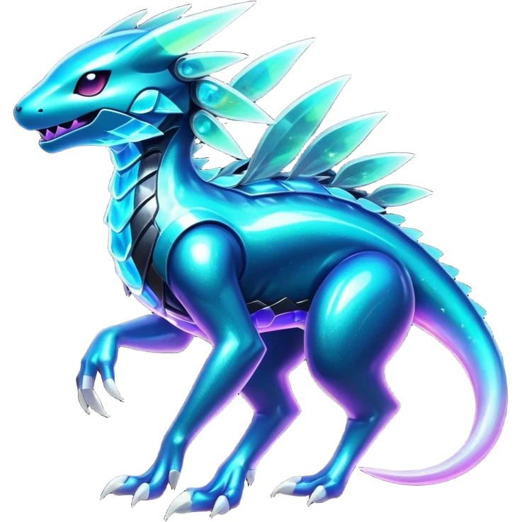  Epic legendary rare Shiny sparkly transparent bioluminescent luminescent vibrant bright pastel dark exotic iridescent colorful gradients futuristic modern metallic glossy glittery fantasy-cyber-Protogen-Fakémon-Pokémon-Vernid-creature emoji