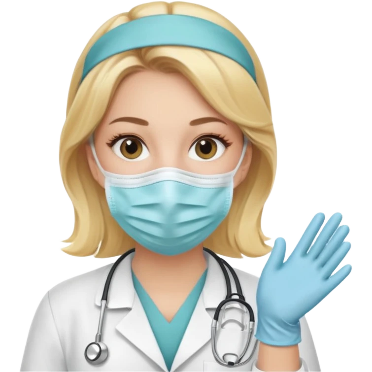 medica rubia con mascarilla y guantes emoji