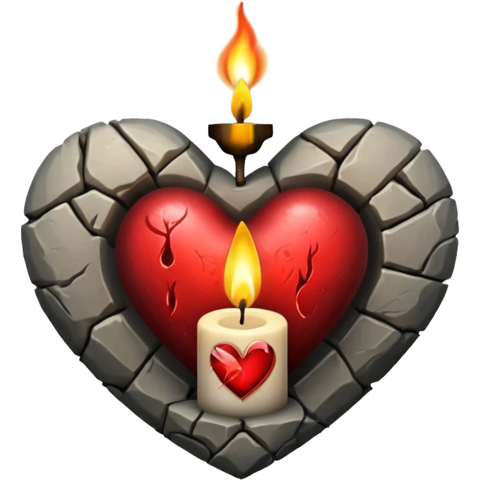 realistic gothic heart with a candle emoji