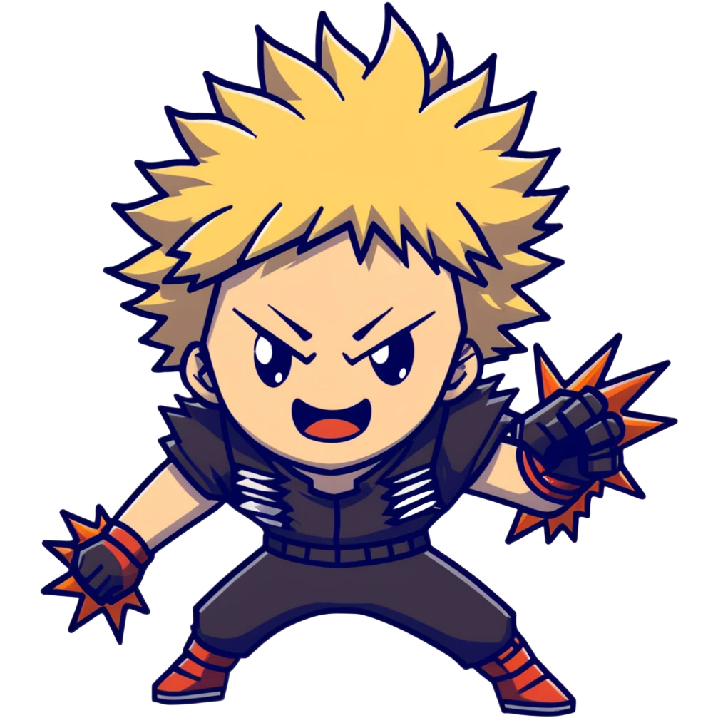 Bakugo Katsuki from My Hero Academia with explosive quirk emoji