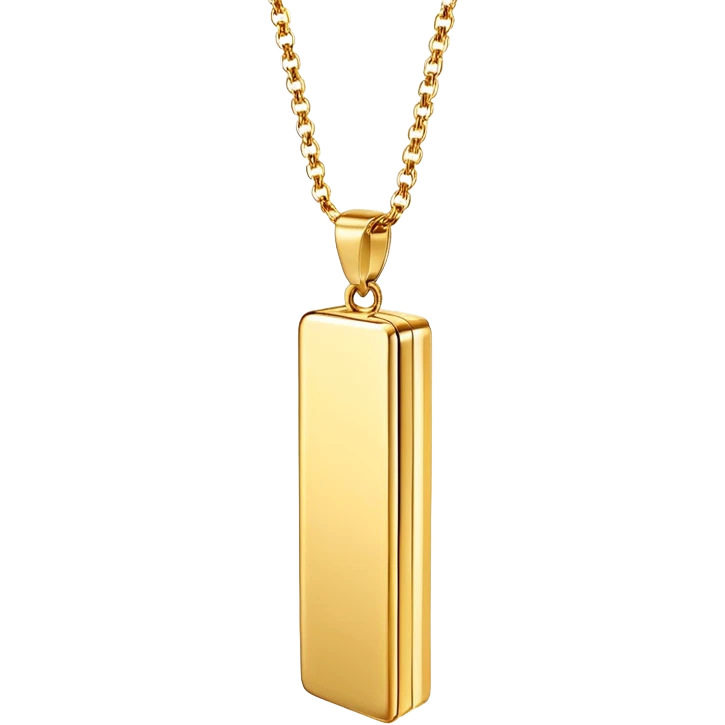 Long gold vertical 3d rectangle necklace  emoji