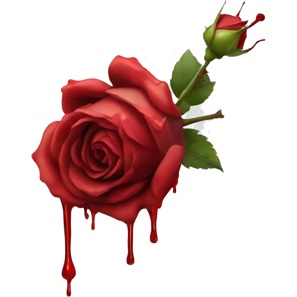 A dying rose with red dripping emoji