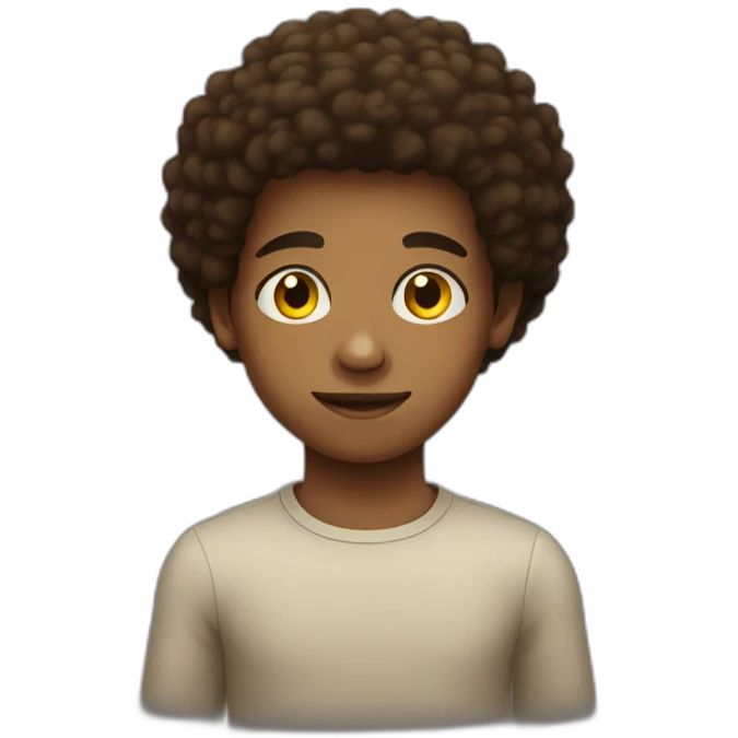 Afro haired Young boy with one brown eye and the other yellow emoji