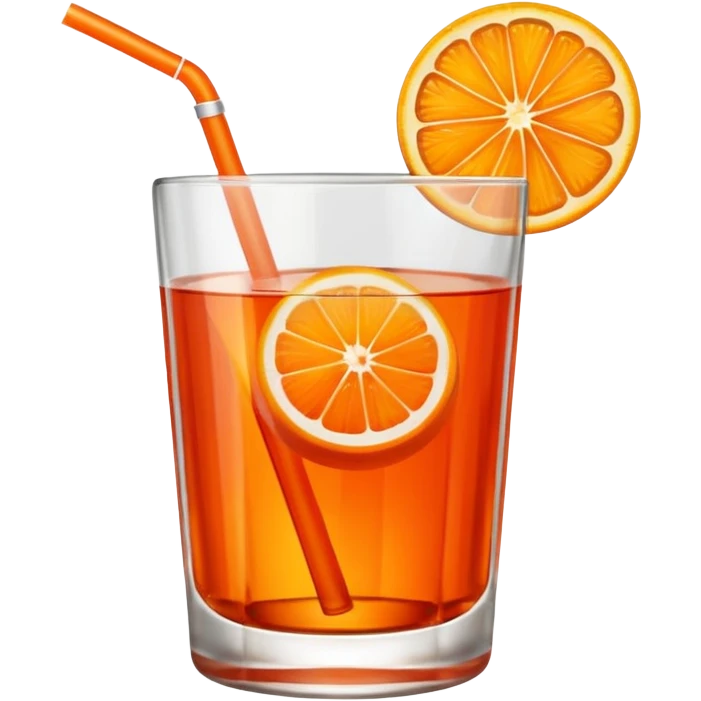Mach mir einen Aperol in Emoji Stil - eine Orangenscheibe im Glas und ein Strohhalm - keine Deko am Glas oben emoji