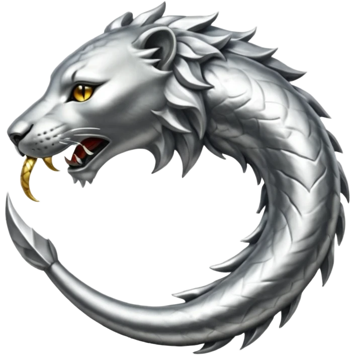 Silver Elder Scrolls Online Lion eating its tail Ouroboro emoji