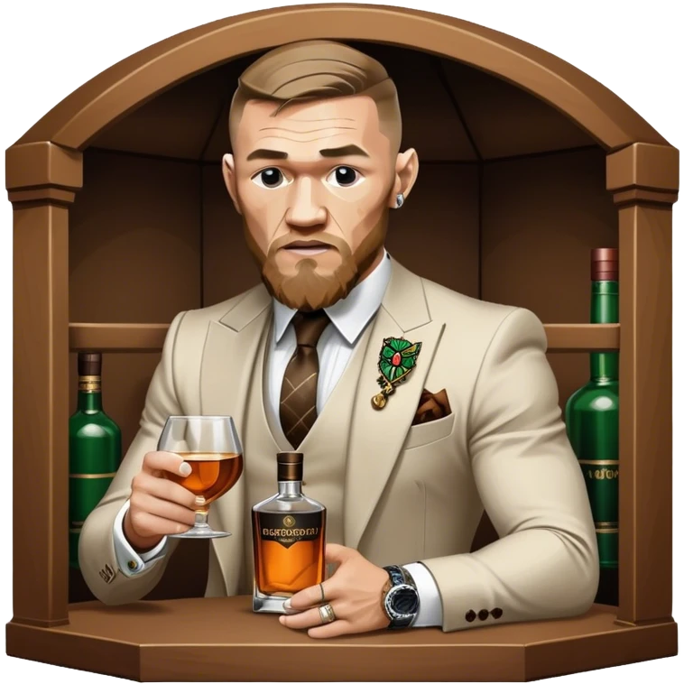 Conor mcreggor in the octagon with whiskey emoji