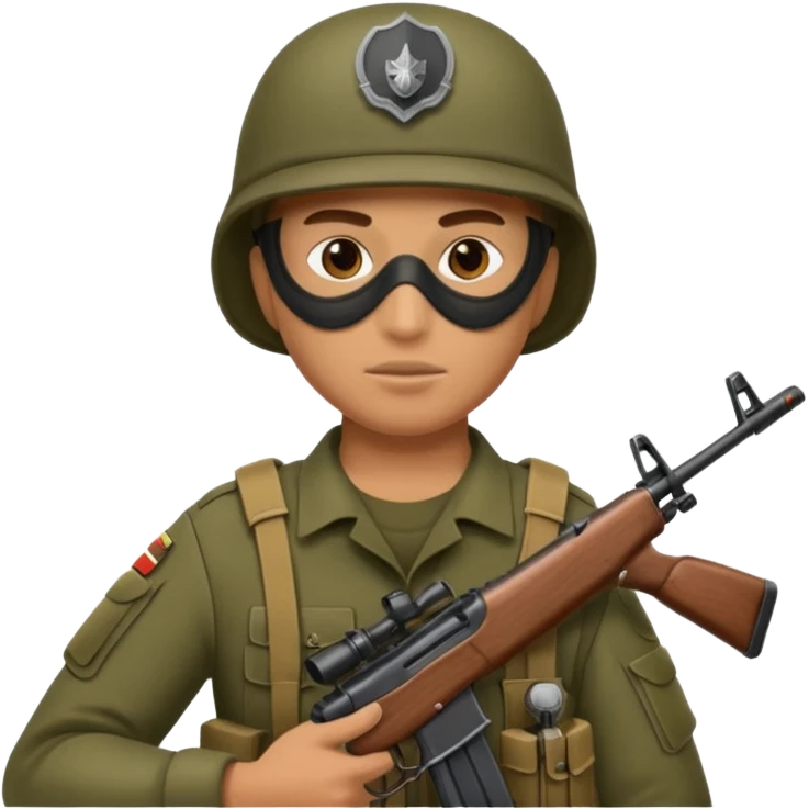 Soldier holding rifle with mask on
 emoji