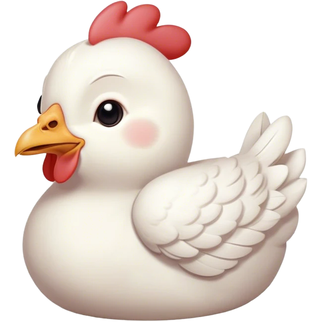Meme-Worthy Cute Sleeping White Chicken Portrait Emoji, Head resting peacefully with a contented smile, showcasing a delightfully compact build and a luxuriously soft white plumage, eyes shut in a serene, restful nap, Simplified yet hilariously adorable features, highly detailed, glowing with a soft, drowsy light, high shine, relaxed and utterly lovable, stylized with an air of playful laziness, bright and heartwarming, soft glowing outline, capturing the essence of a comically sleepy chicken, so meme-worthy it feels like it could instantly become the next viral sensation of adorable slumber! emoji