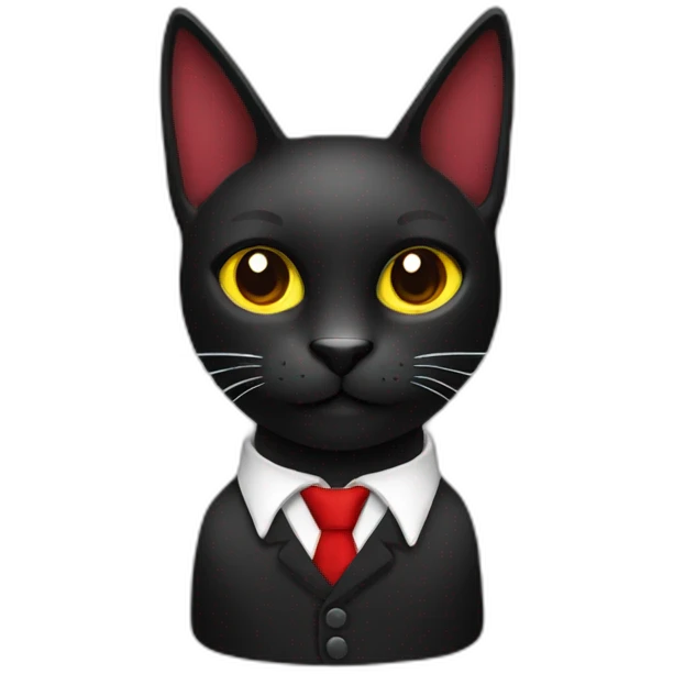 customer service black cat with red tie 3/4 profile emoji