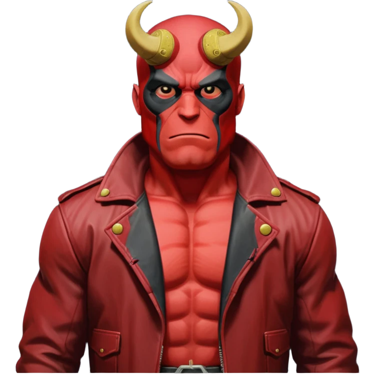 cinematic realistic portrait superhero Hellboy by Mike Mignola emoji