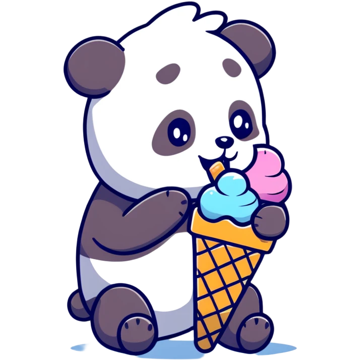 Panda eating ice cream emoji