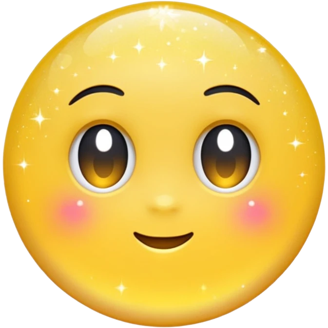yellow glitter, sparkling effect, smooth gradient colors, rounded and cute appearance, simple white background, high-resolution.
 emoji
