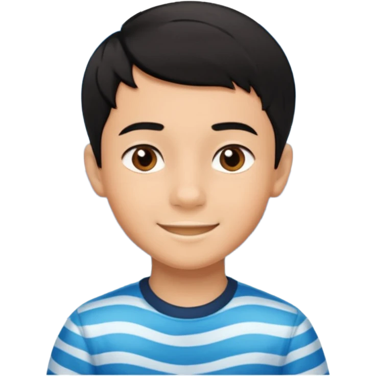 An Emoji of boy age in 10 with short black hair, who can be described by three words: perfectionist, air, ocean emoji