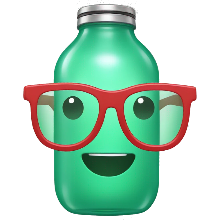 green water bottle with glasses emoji