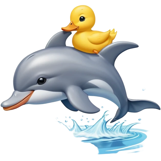 Yellow duck riding dolphin emoji