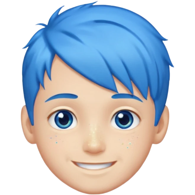 glitter blue gamer Boy happy blue hair emoji