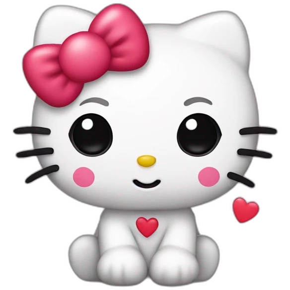 Hello kitty with hearts emoji