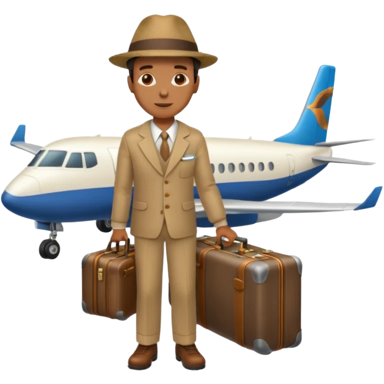 Visage homme créole réunionnais avec chapeau arrive avion emoji