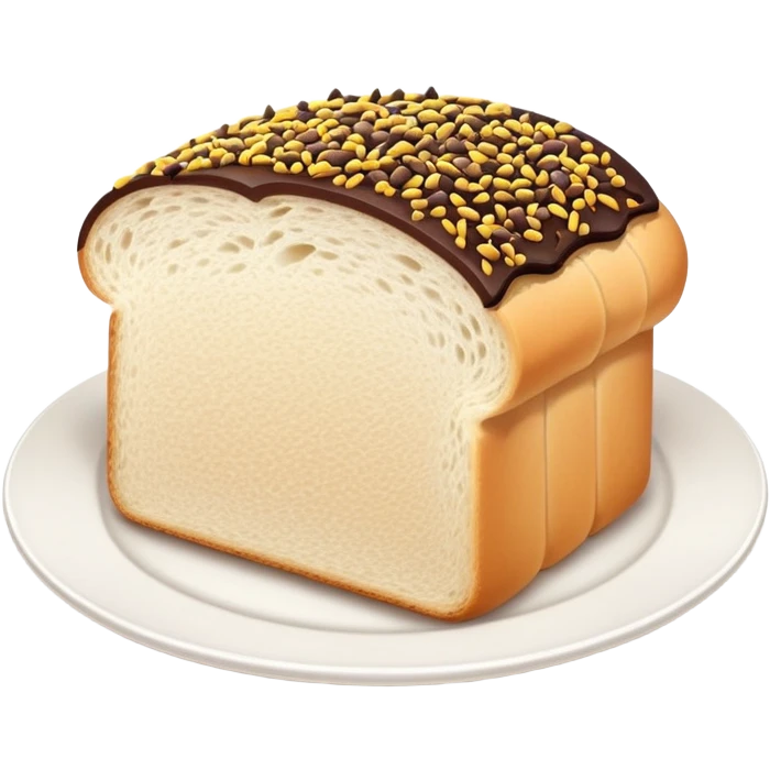 Slice of white bread on a white plate with chocolate sprinkles on top emoji