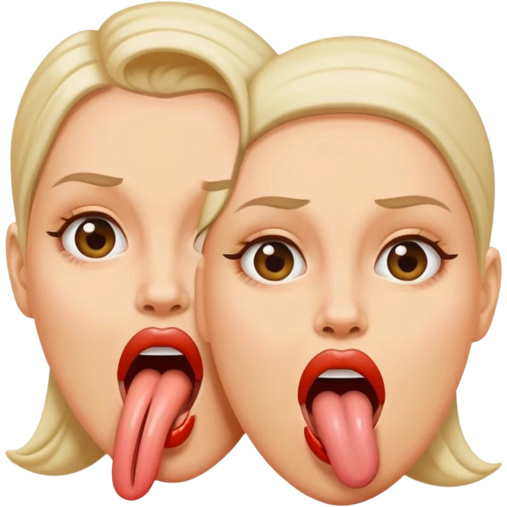 woman with two heads sticking out their tongues emoji