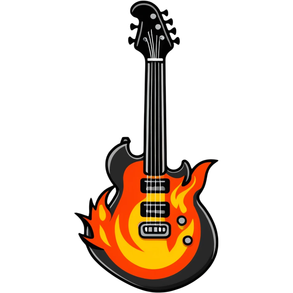 cool rock guitar with flames emoji