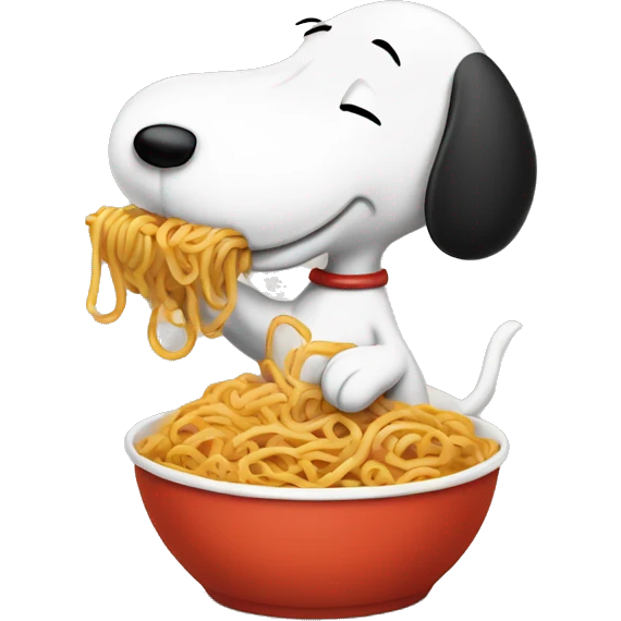 Snoopy eating spicy noodles  emoji