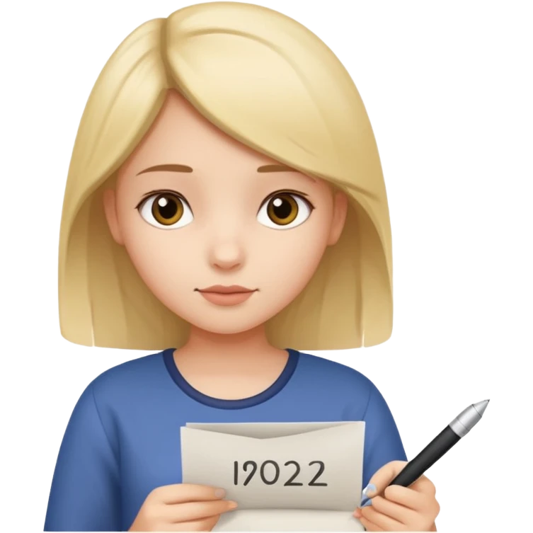 Girl holding a paper with a number emoji