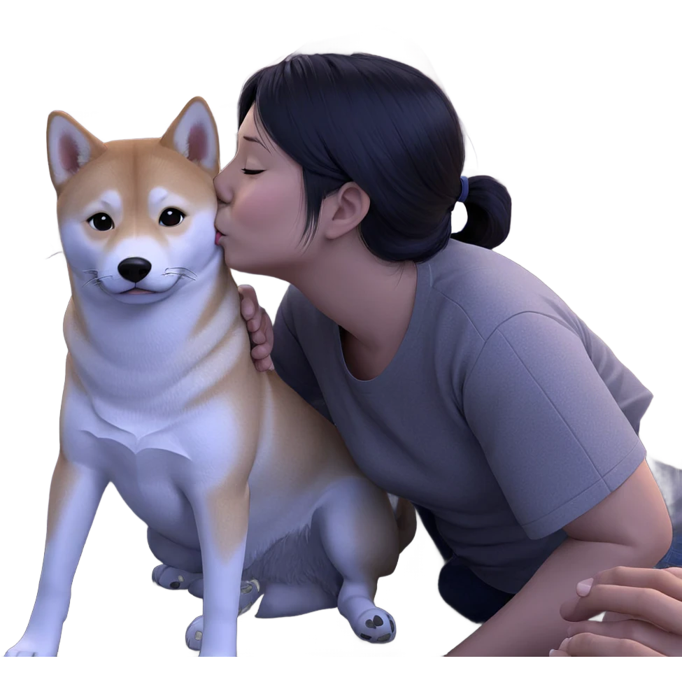 cute kiss with shiba inu emoji