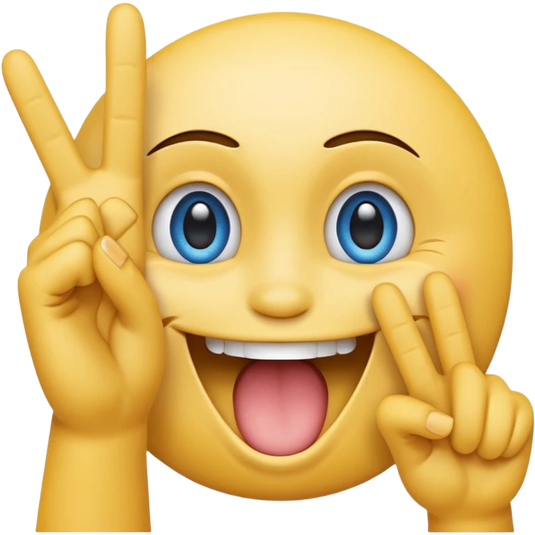 Smiley face with open mouth and blue eyes and two hands with middle fingers up emoji
