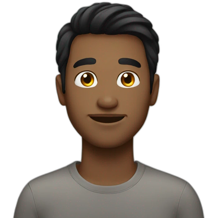 Guy with middle part hair black hair  emoji