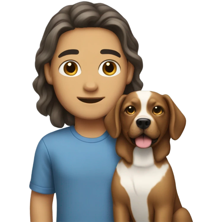 Bald boy with long-haired mixed breed brunette  emoji