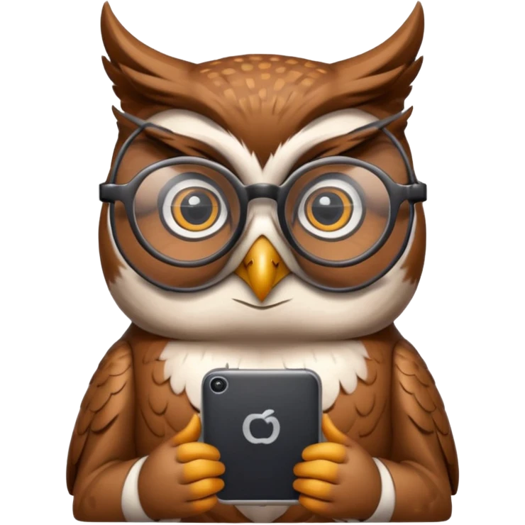 Generate a beautiful smart owl with a smart device emoji