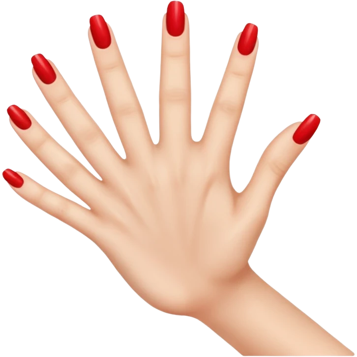 hand with bright red manicure, palm facing up emoji