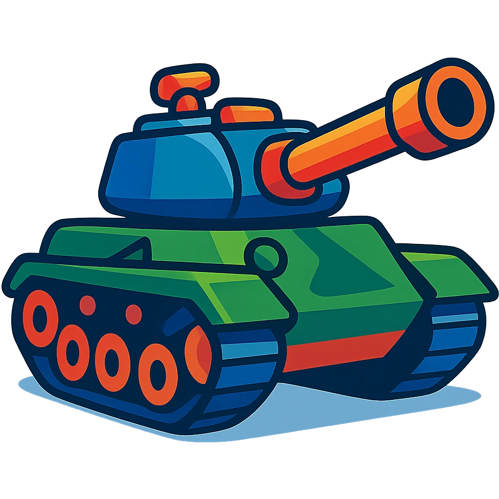 A tank in the style of vibrant toon emoji