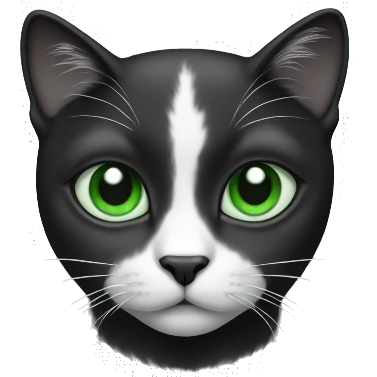 Cat black and white with green eyes  emoji