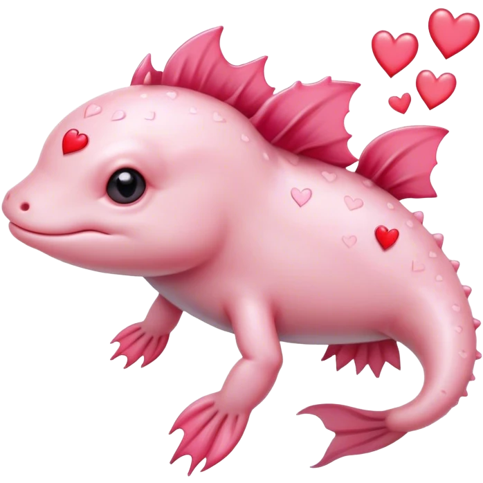  Axolot creature with hearts emoji