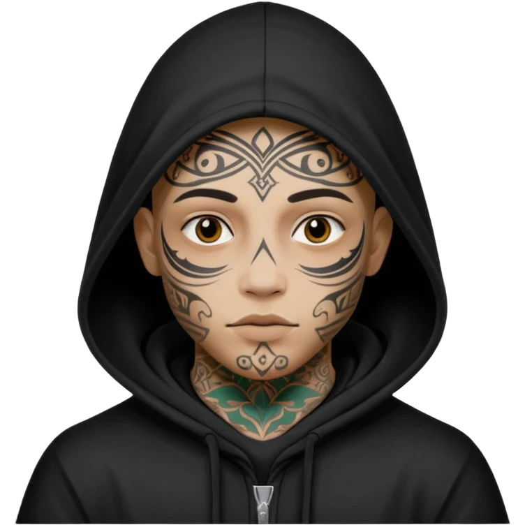 Con capuchas y tatuajes en la cara emoji