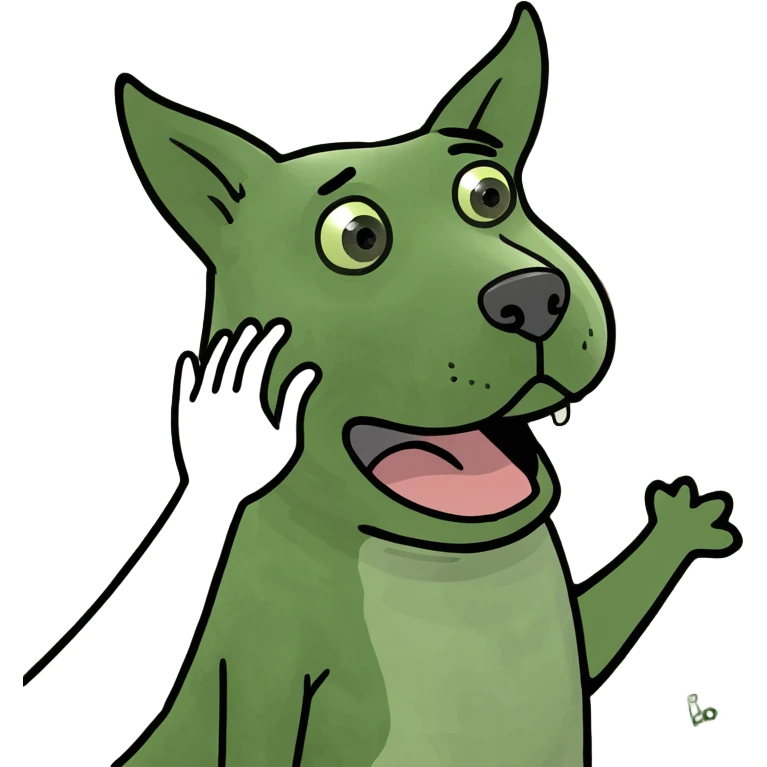 Que dog hand single being thrown up emoji