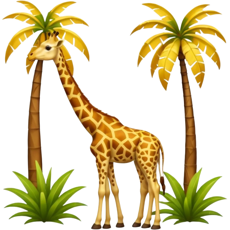 Giraffe by a palm tree emoji