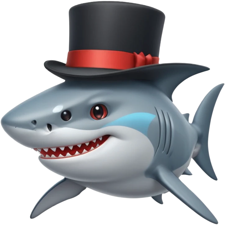 Shark with a top hat emoji