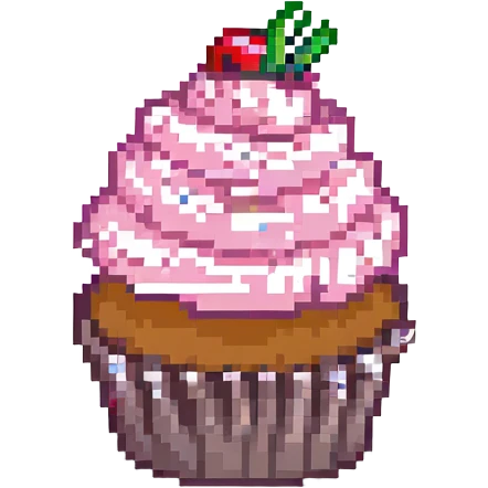 a cupcake with pink icing emoji